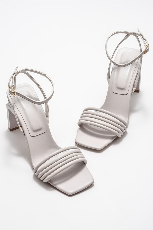 Gri topuklu kadın sandalet - Elle Shoes