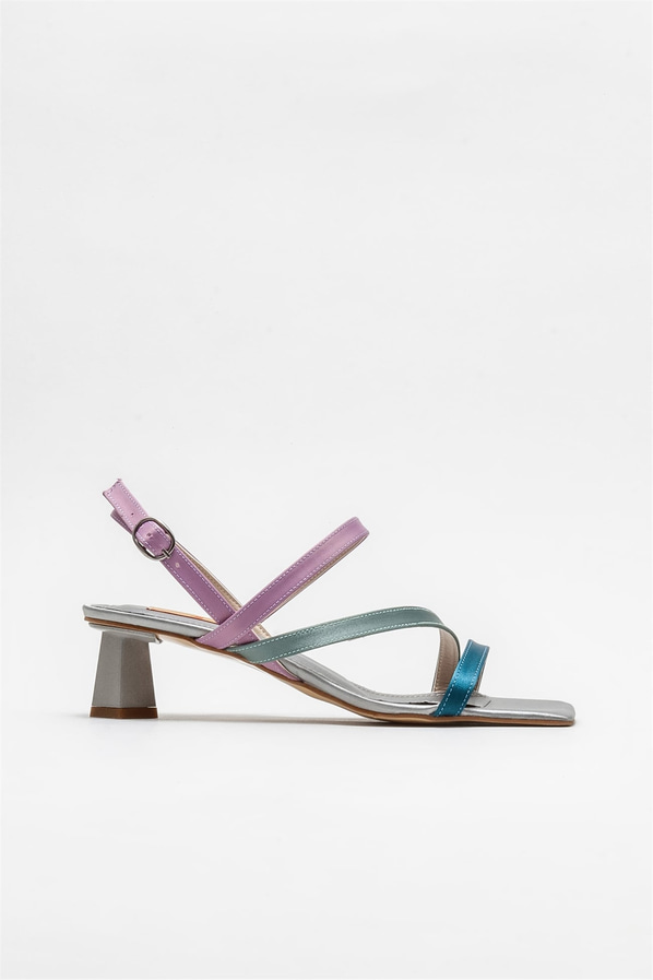Gri topuklu kadın sandalet - Elle Shoes