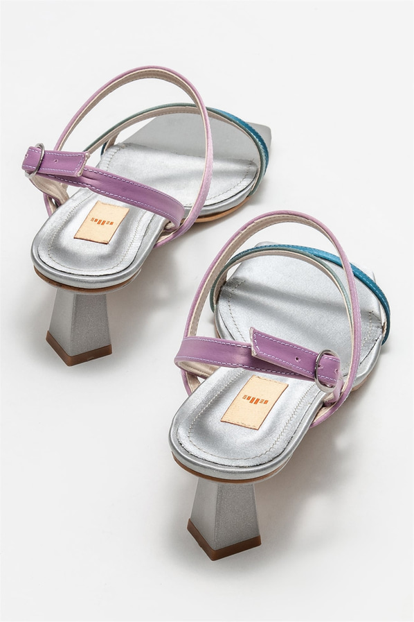 Gri topuklu kadın sandalet - Elle Shoes