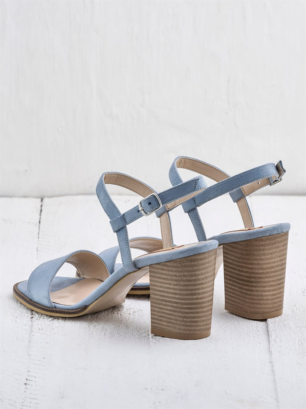 Mavi kalın topuklu kadın sandalet - Elle Shoes