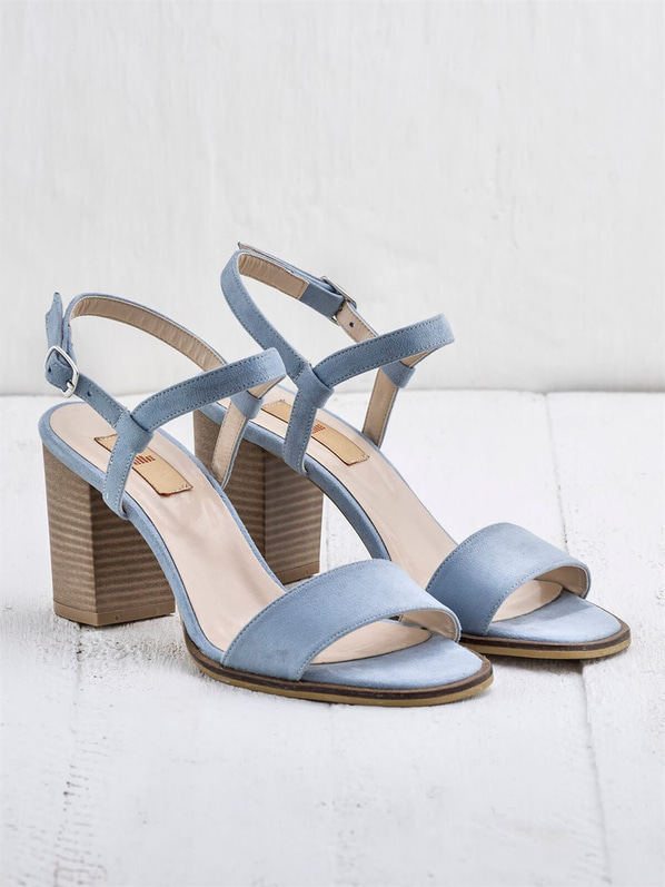 Mavi kalın topuklu kadın sandalet - Elle Shoes