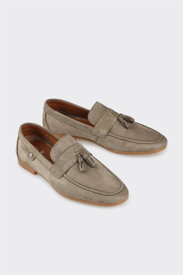 Haki deri erkek günlük ayakkabı, günlük kullanım için - Elle Shoes