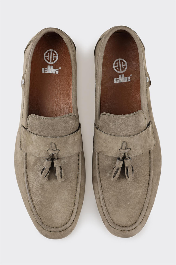 Haki deri erkek günlük ayakkabı, günlük kullanım için - Elle Shoes