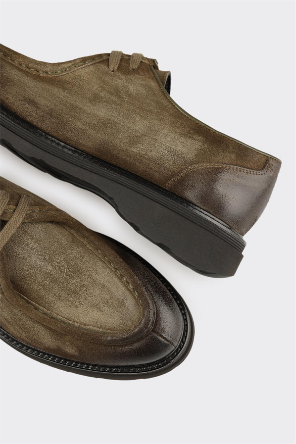 Haki Deri Erkek Günlük Ayakkabı