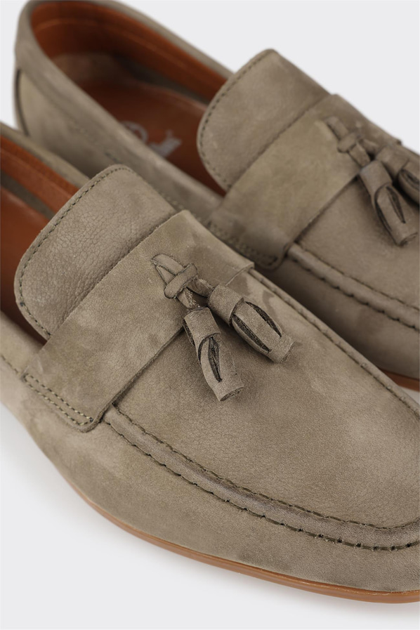 Haki deri erkek günlük ayakkabı, günlük kullanım için - Elle Shoes