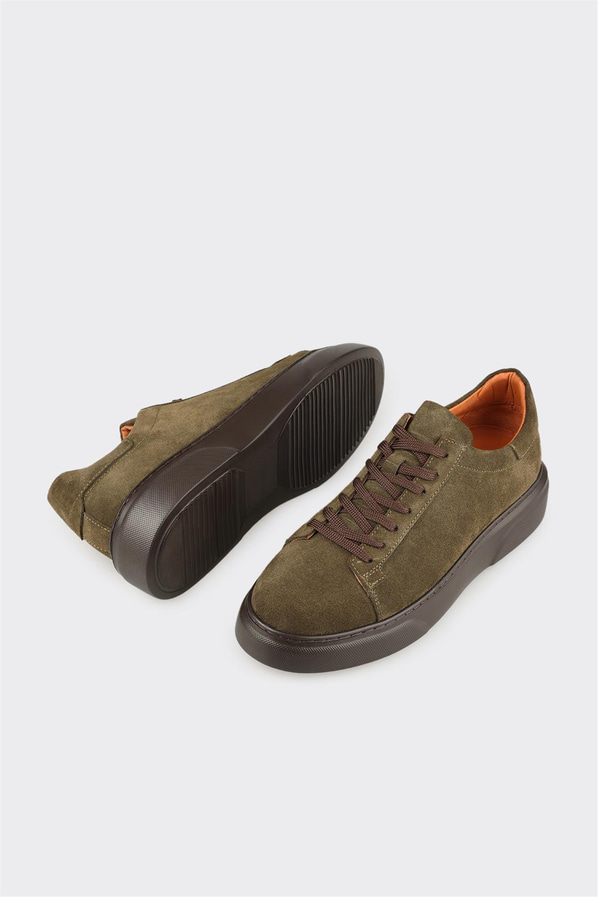 Haki Deri Erkek Günlük Ayakkabı