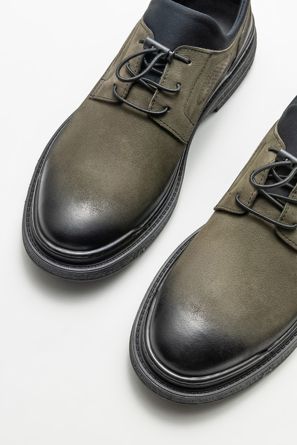 Haki deri erkek günlük ayakkabı, günlük kullanım için - Elle Shoes