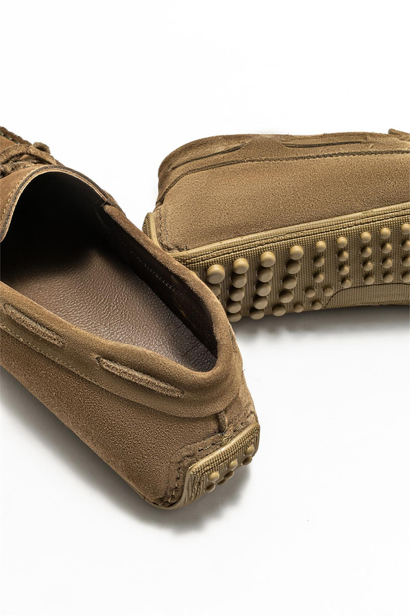 Haki deri erkek loafer, günlük kullanım için - Elle Shoes