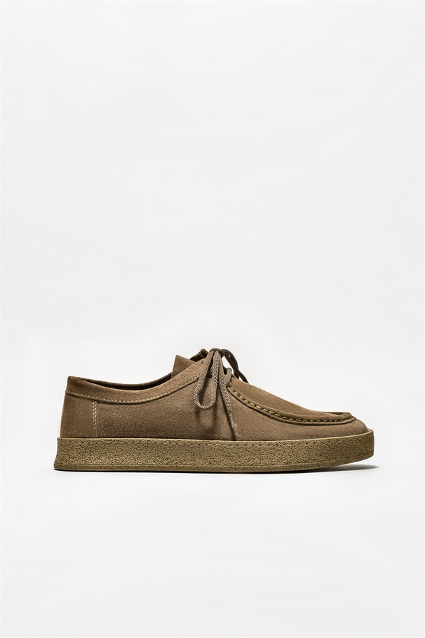 Haki deri erkek günlük ayakkabı, günlük kullanım için - Elle Shoes