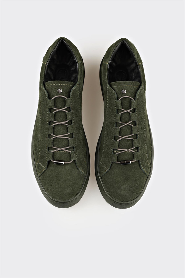 Haki Deri Erkek Günlük Ayakkabı