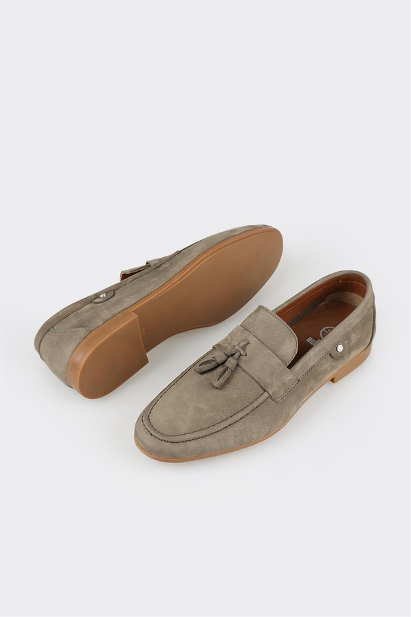 Haki deri erkek günlük ayakkabı, günlük kullanım için - Elle Shoes