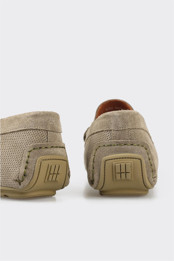 Haki deri ve süet erkek günlük ayakkabı, rahat kullanım için - Elle Shoes