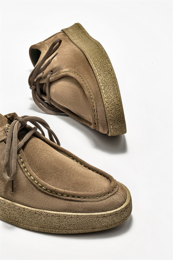 Haki deri erkek günlük ayakkabı, günlük kullanım için - Elle Shoes