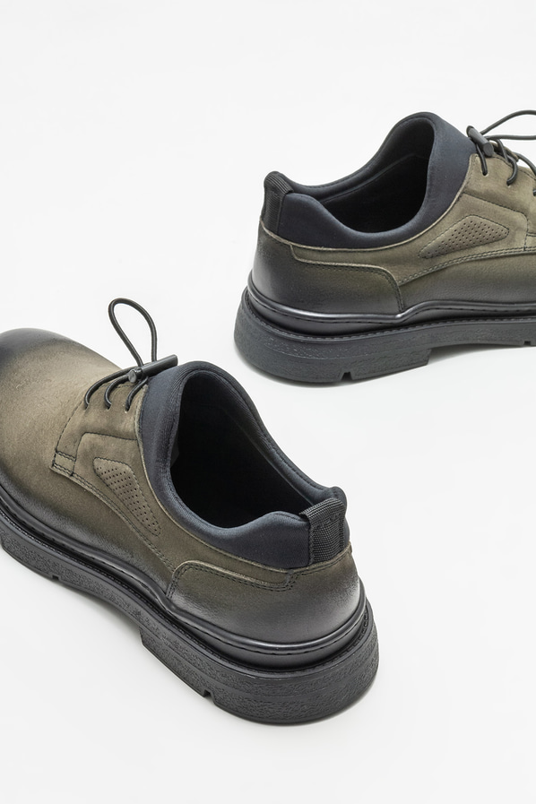 Haki deri erkek günlük ayakkabı, günlük kullanım için - Elle Shoes