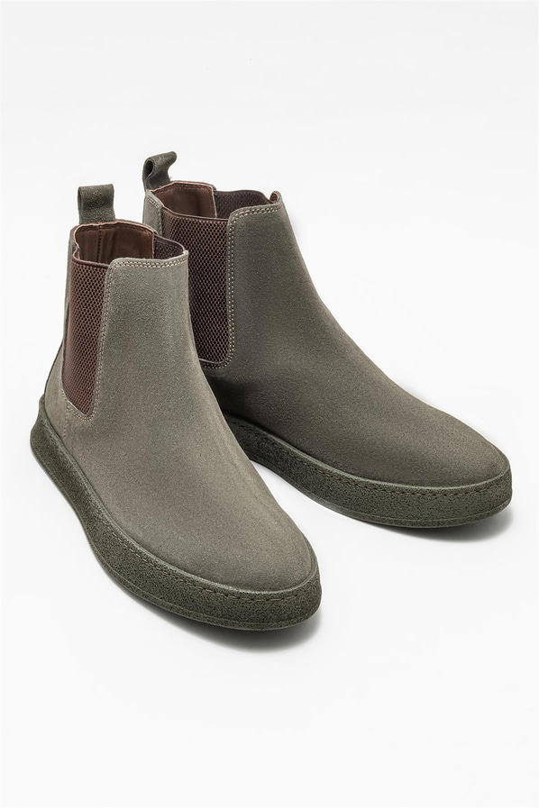 Haki deri erkek günlük bot, günlük kullanım için - Elle Shoes
