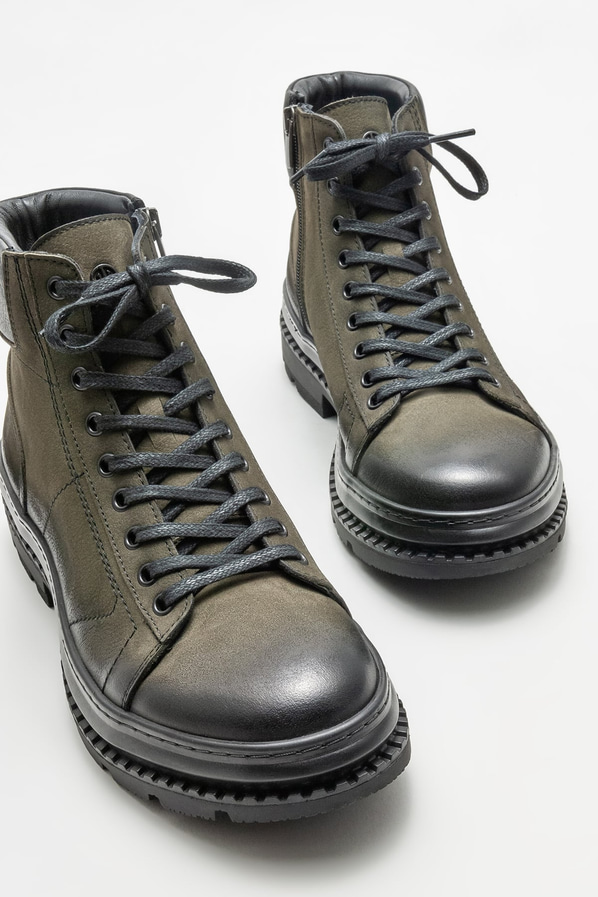 Haki deri erkek günlük bot, günlük kullanım için - Elle Shoes