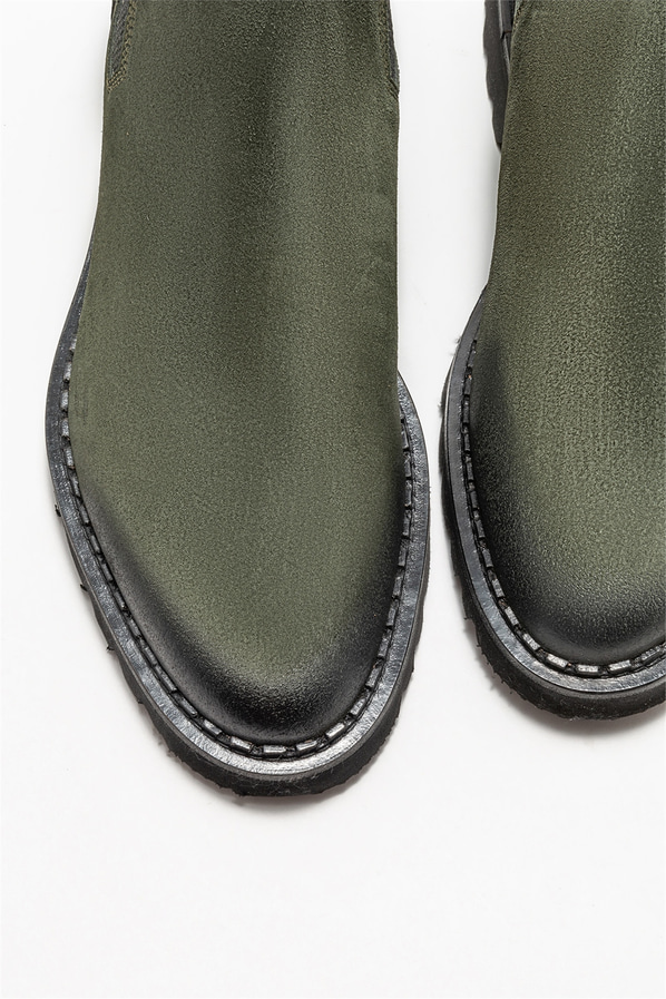 Haki deri erkek günlük bot, günlük kullanım için - Elle Shoes