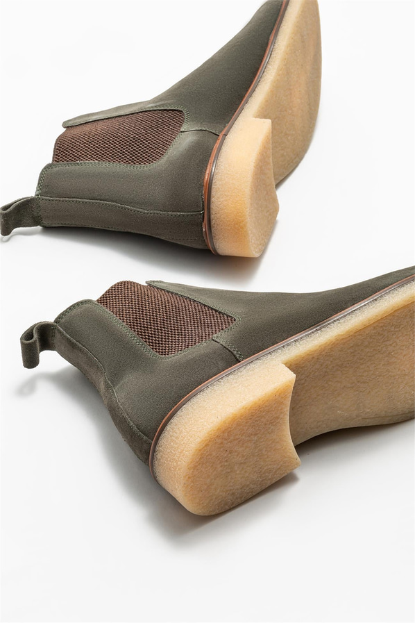 Haki deri erkek günlük bot, günlük kullanım için - Elle Shoes