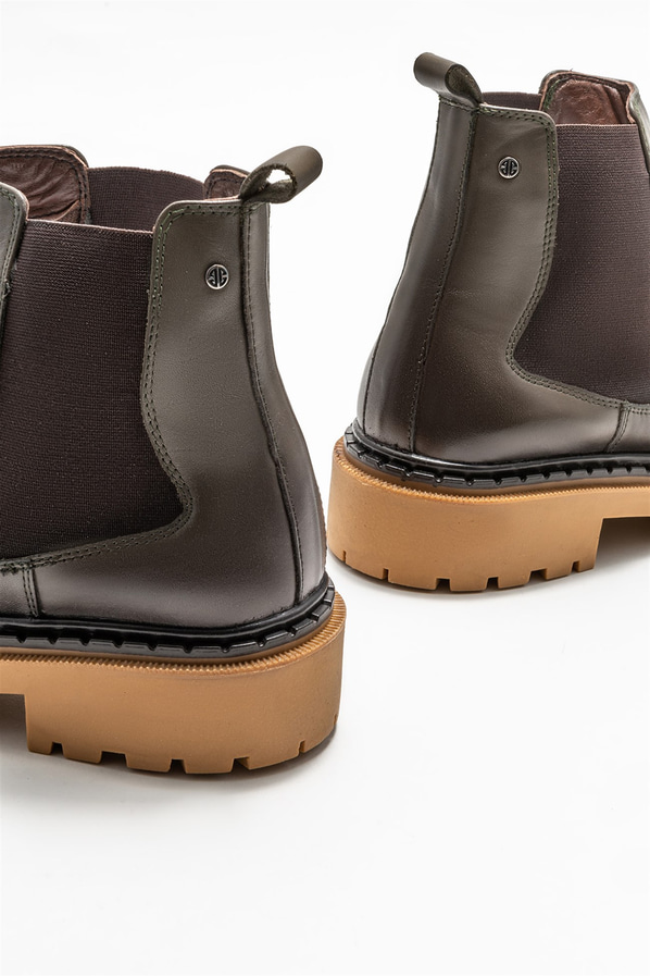 Haki deri erkek günlük bot, günlük kullanım için - Elle Shoes