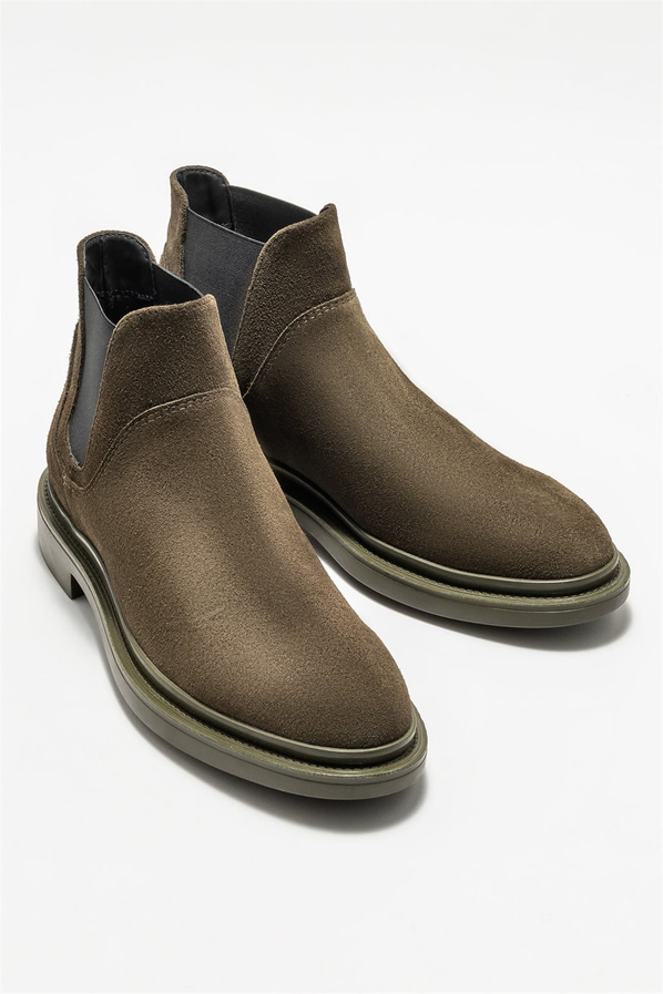 Haki deri erkek günlük bot, günlük kullanım için - Elle Shoes