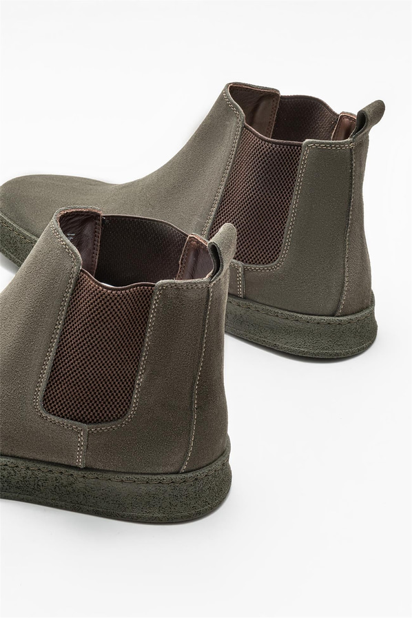 Haki deri erkek günlük bot, günlük kullanım için - Elle Shoes