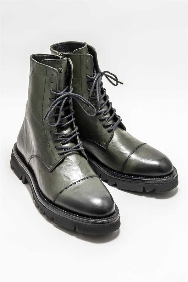 Haki deri erkek günlük bot, günlük kullanım için - Elle Shoes