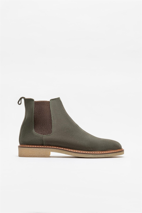 Haki deri erkek günlük bot, günlük kullanım için - Elle Shoes