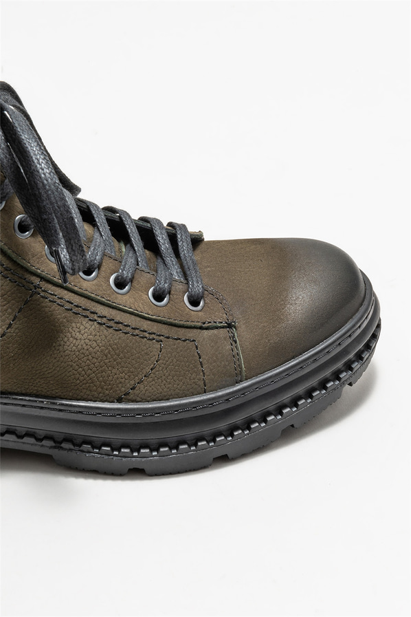 Haki deri erkek günlük bot, günlük kullanım için - Elle Shoes