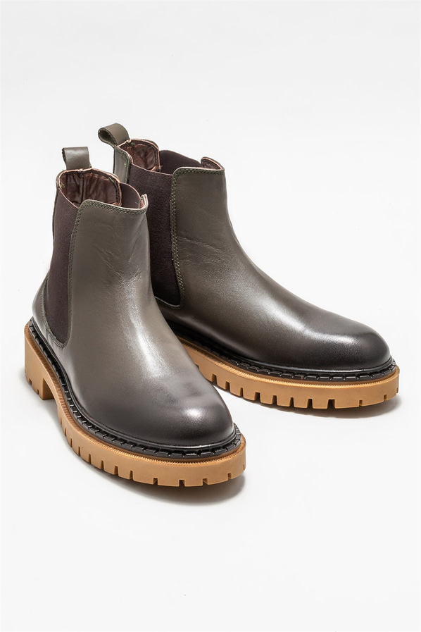 Haki deri erkek günlük bot, günlük kullanım için - Elle Shoes