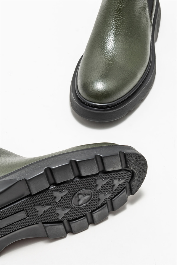 Haki deri erkek günlük bot, günlük kullanım için - Elle Shoes