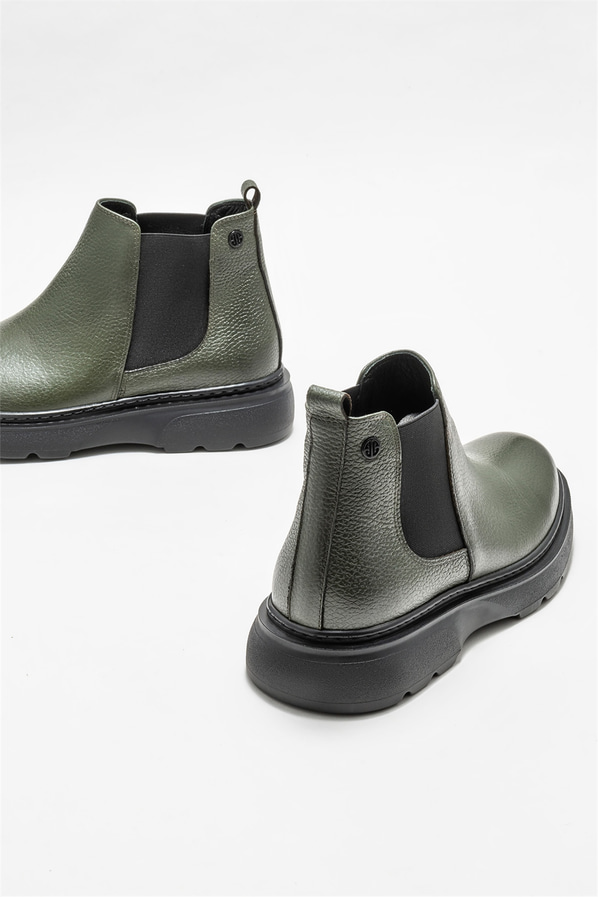 Haki deri erkek günlük bot, günlük kullanım için - Elle Shoes