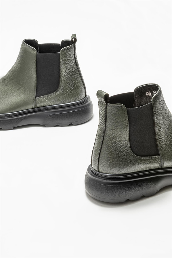 Haki deri erkek günlük bot, günlük kullanım için - Elle Shoes