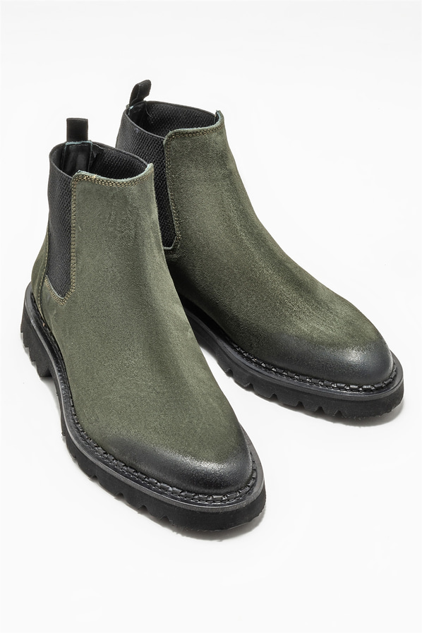 Haki deri erkek günlük bot, günlük kullanım için - Elle Shoes