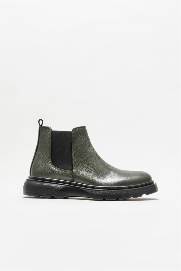 Haki deri erkek günlük bot, günlük kullanım için - Elle Shoes