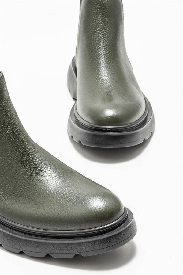 Haki deri erkek günlük bot, günlük kullanım için - Elle Shoes