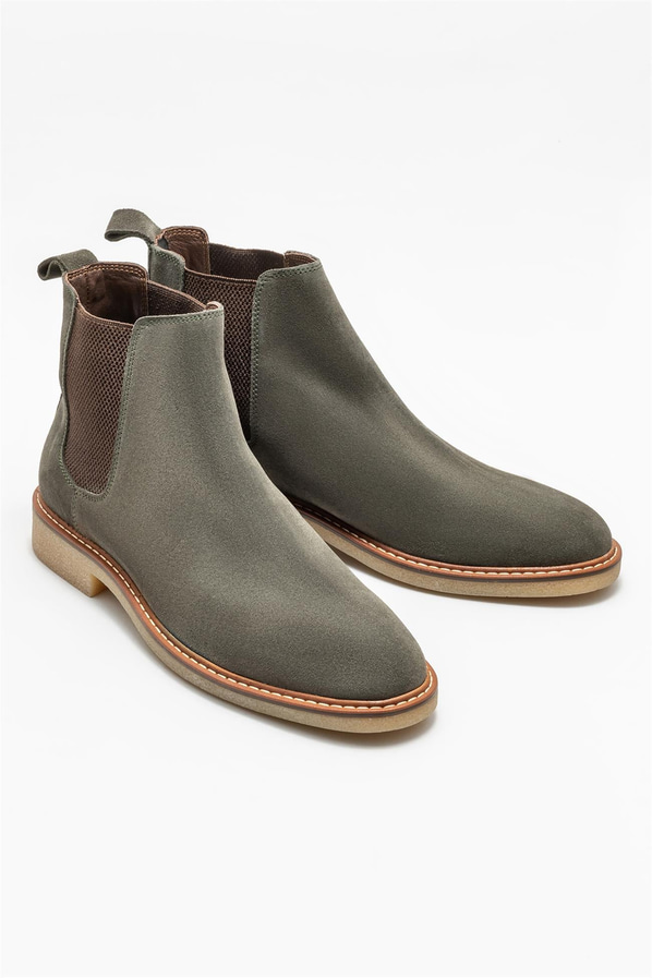 Haki deri erkek günlük bot, günlük kullanım için - Elle Shoes