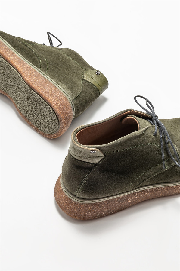 Haki deri erkek günlük bot, günlük kullanım için - Elle Shoes