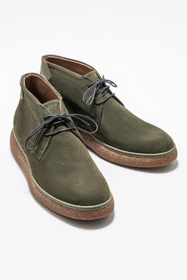 Haki deri erkek günlük bot, günlük kullanım için - Elle Shoes