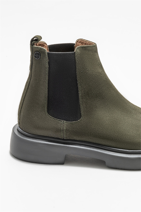 Haki deri erkek günlük bot, günlük kullanım için - Elle Shoes