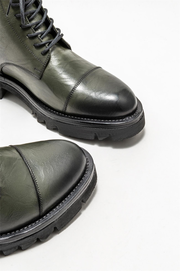 Haki deri erkek günlük bot, günlük kullanım için - Elle Shoes