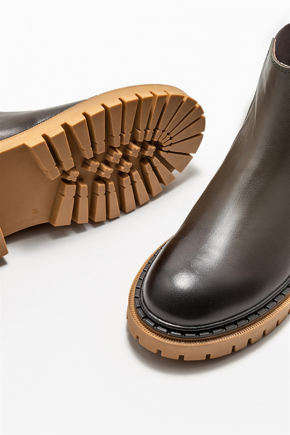 Haki deri erkek günlük bot, günlük kullanım için - Elle Shoes