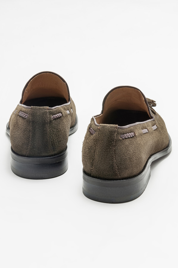 Haki deri erkek loafer - Elle Shoes