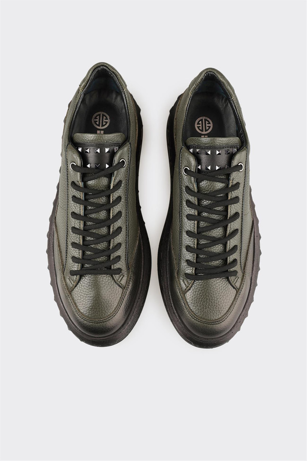 Haki Deri Erkek Spor Ayakkabı