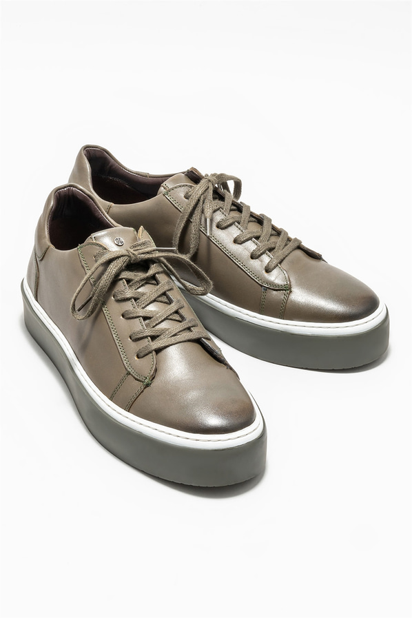 Haki deri erkek spor ayakkabı - Elle Shoes