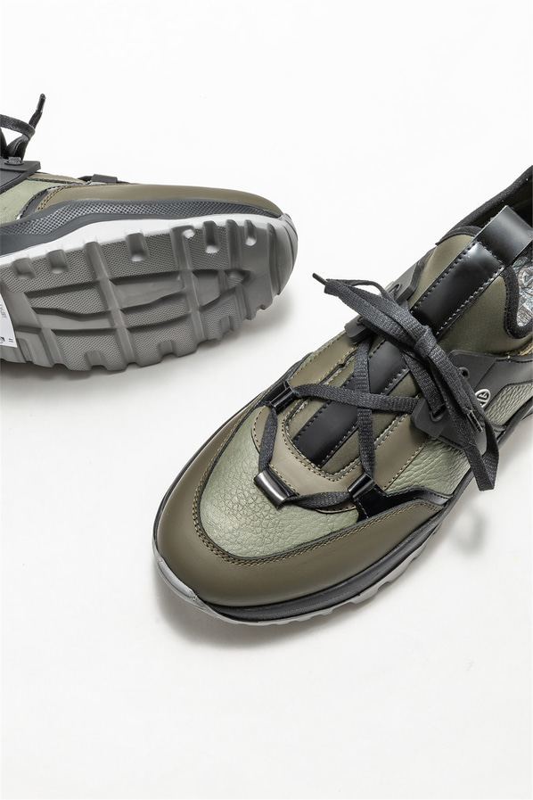 Haki deri erkek spor ayakkabı - Elle Shoes