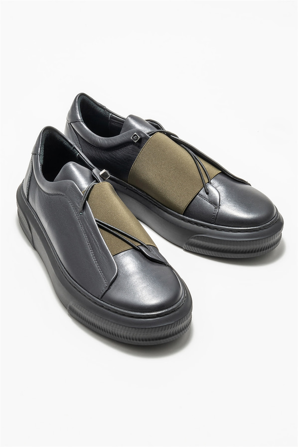 Haki deri erkek spor ayakkabı - Elle Shoes
