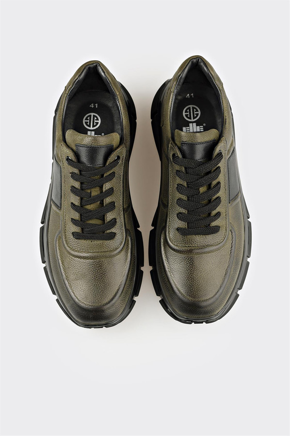 Haki Deri Erkek Spor Ayakkabı