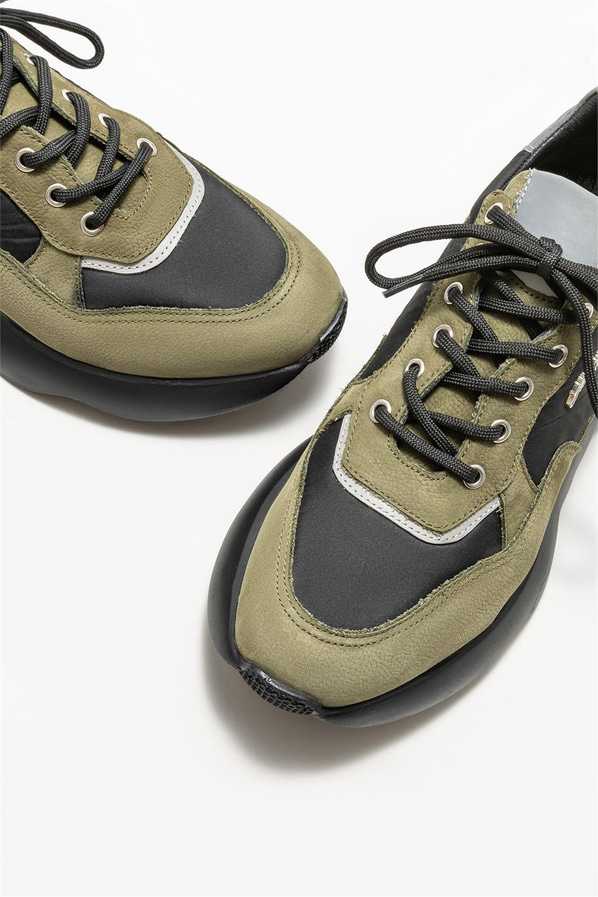Haki deri erkek spor ayakkabı - Elle Shoes