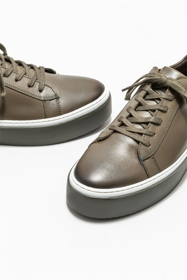 Haki deri erkek spor ayakkabı - Elle Shoes