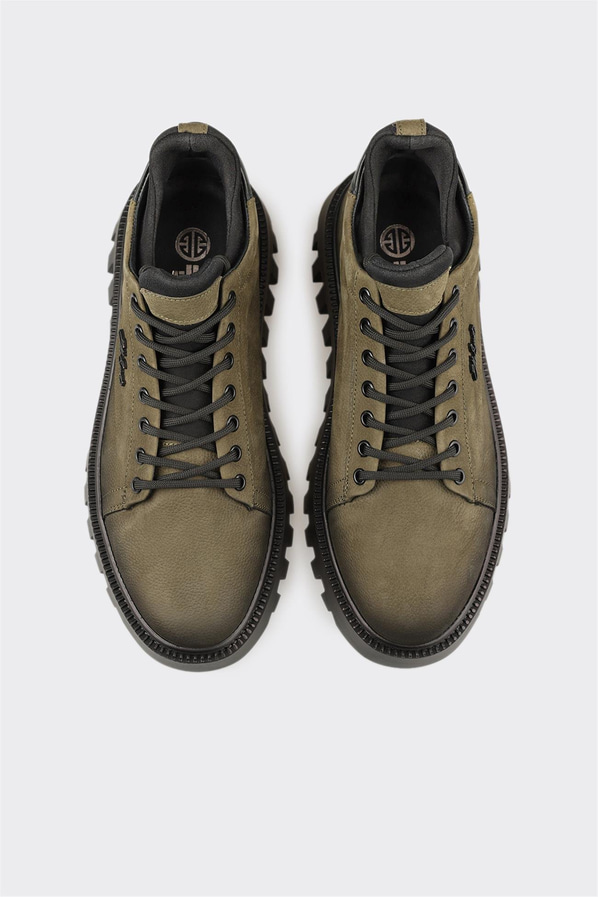 Haki Deri Erkek Spor Ayakkabı